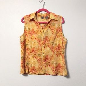 Sleeveless button-down floral blouse Shaver Lake NWT